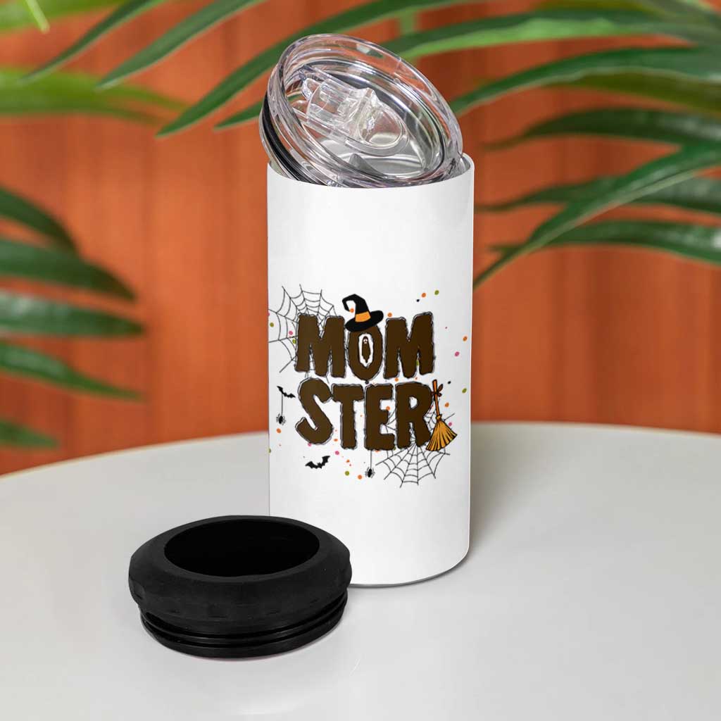 Halloween Mom Life 4 in 1 Can Cooler Tumbler Funny Momster Quote - Wonder Print Shop