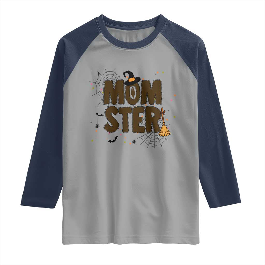 Halloween Mom Life Raglan Shirt Funny Momster Quote - Wonder Print Shop