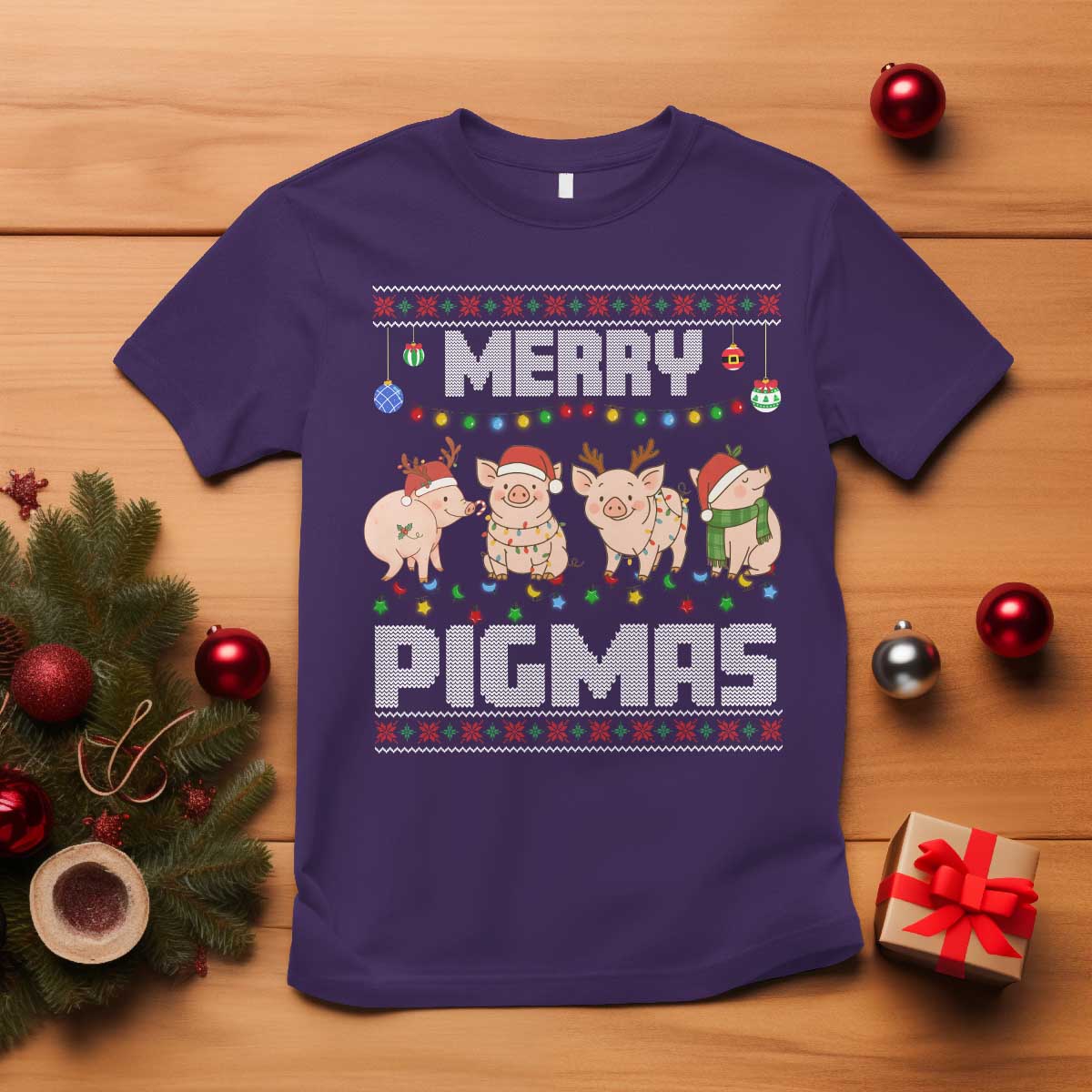 Funny Merry Pigmas T Shirt Christmas Pig Ugly Sweater Gift - Wonder Print Shop