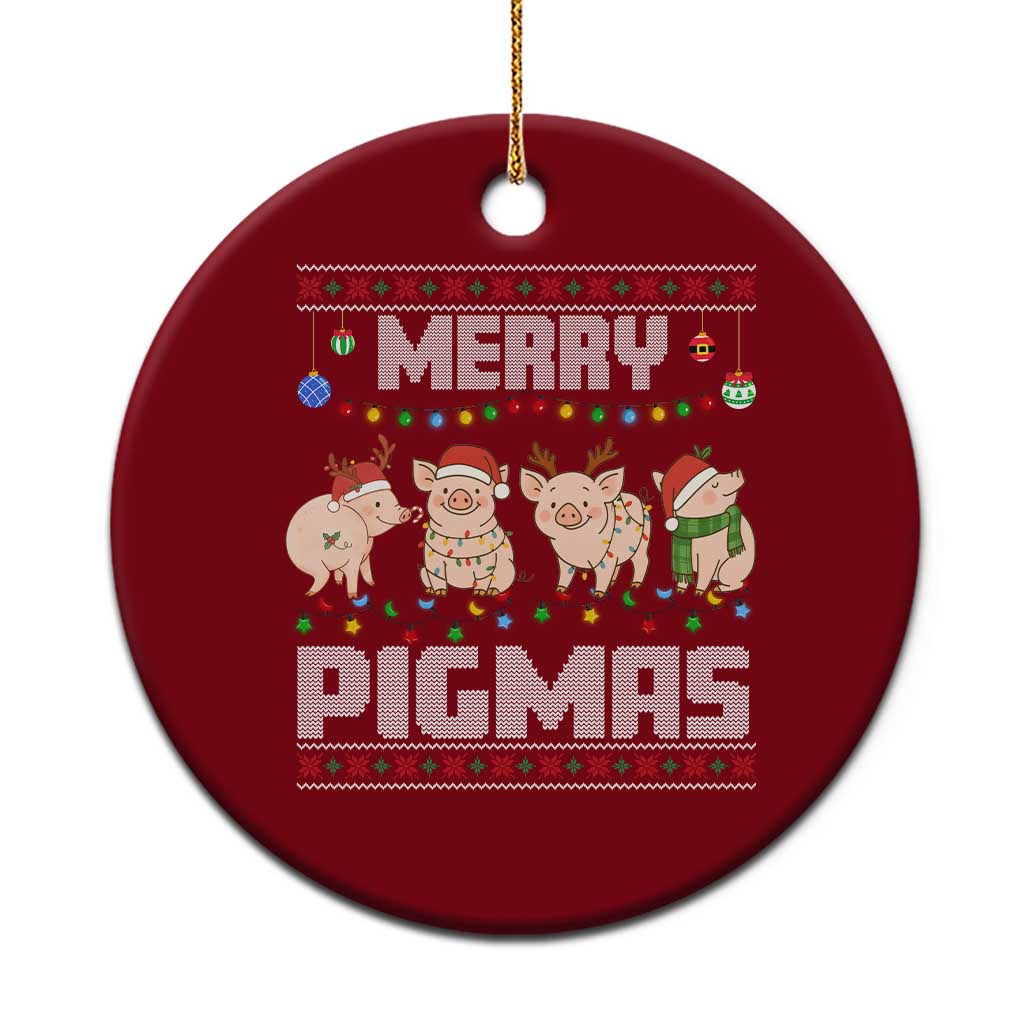 Funny Merry Pigmas Ceramic Ornament Christmas Pig Ugly Sweater Gift - Wonder Print Shop