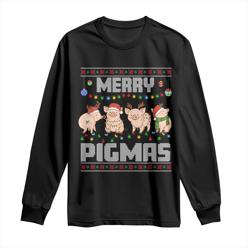 Funny Merry Pigmas Long Sleeve Shirt Christmas Pig Ugly Sweater Gift - Wonder Print Shop