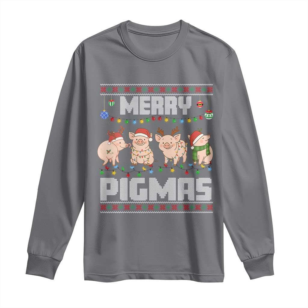 Funny Merry Pigmas Long Sleeve Shirt Christmas Pig Ugly Sweater Gift - Wonder Print Shop
