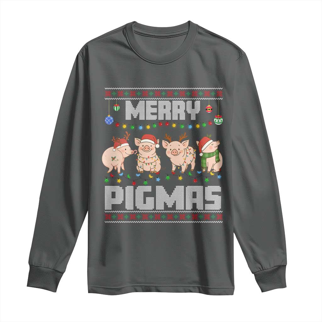 Funny Merry Pigmas Long Sleeve Shirt Christmas Pig Ugly Sweater Gift - Wonder Print Shop