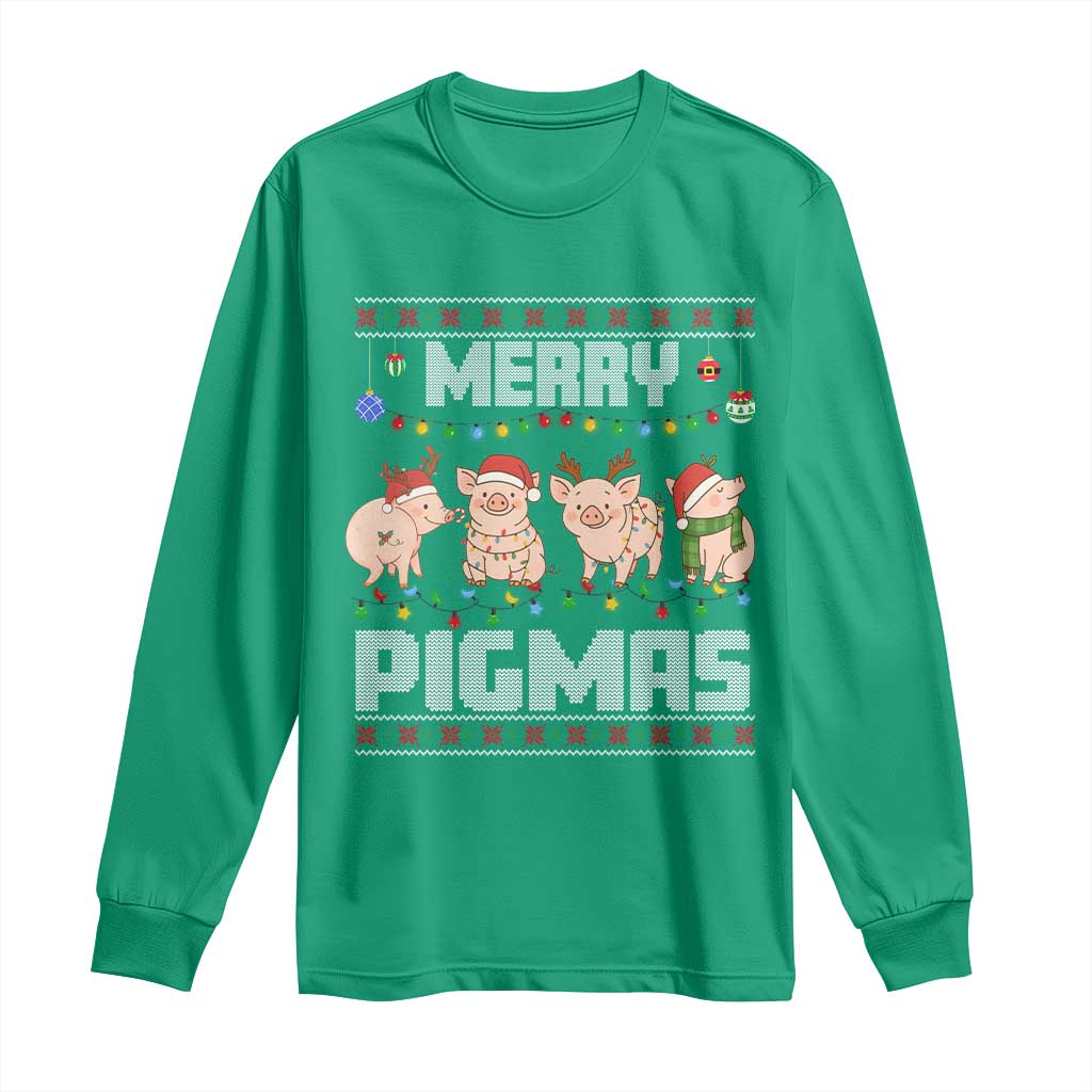 Funny Merry Pigmas Long Sleeve Shirt Christmas Pig Ugly Sweater Gift - Wonder Print Shop
