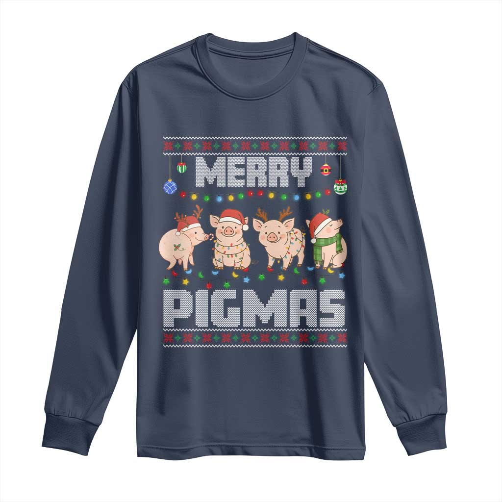 Funny Merry Pigmas Long Sleeve Shirt Christmas Pig Ugly Sweater Gift - Wonder Print Shop
