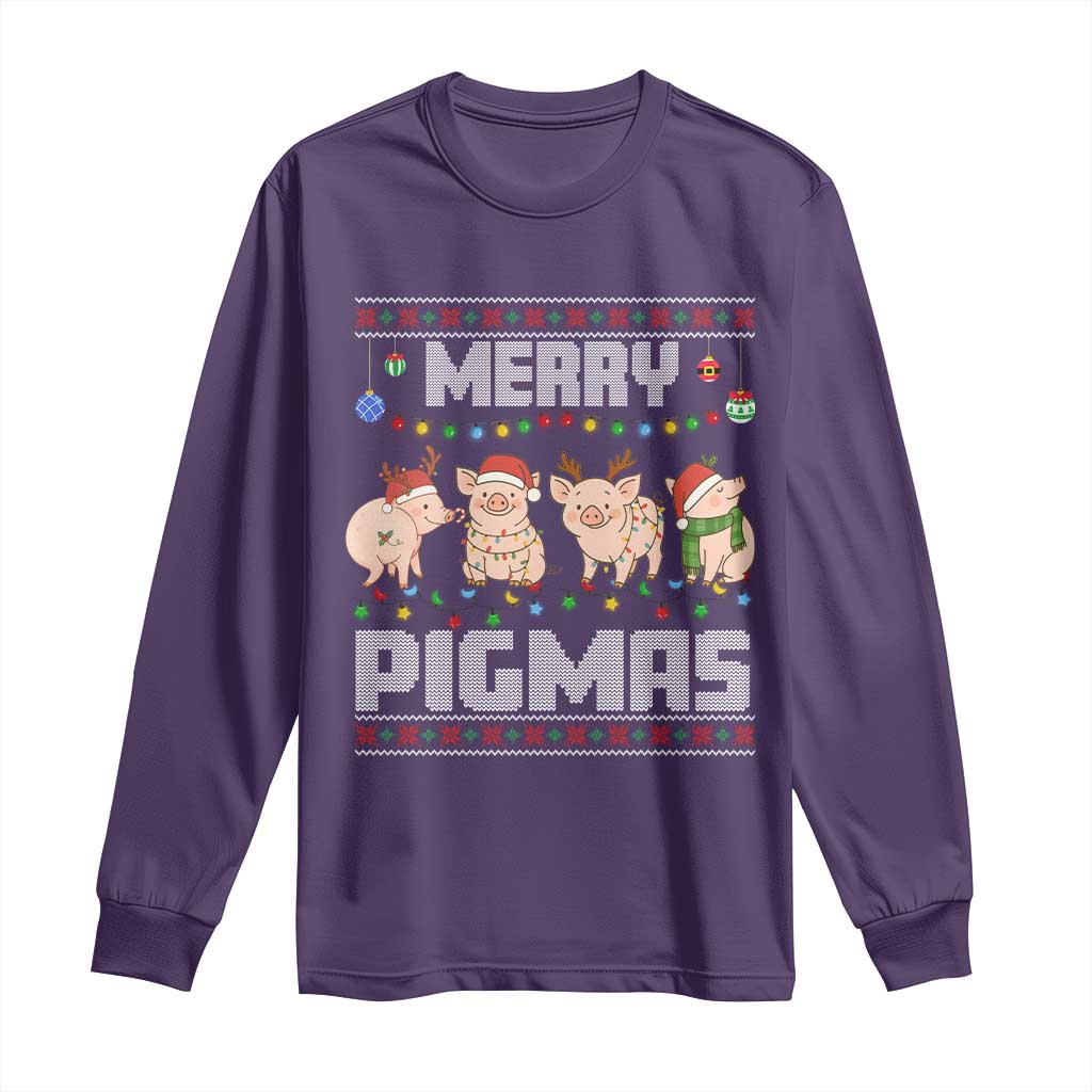 Funny Merry Pigmas Long Sleeve Shirt Christmas Pig Ugly Sweater Gift - Wonder Print Shop