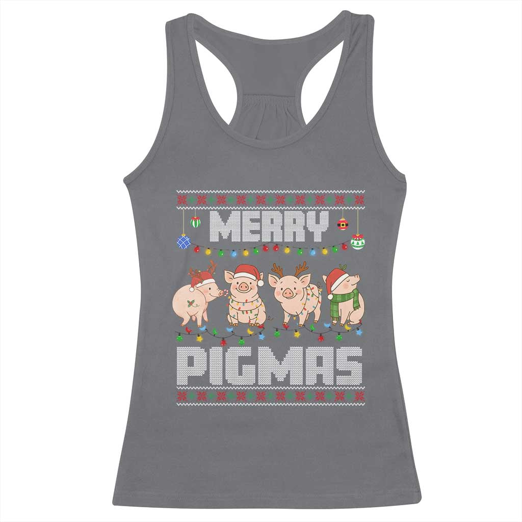 Funny Merry Pigmas Racerback Tank Top Christmas Pig Ugly Sweater Gift - Wonder Print Shop
