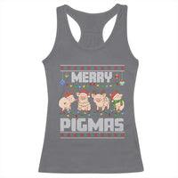 Funny Merry Pigmas Racerback Tank Top Christmas Pig Ugly Sweater Gift - Wonder Print Shop