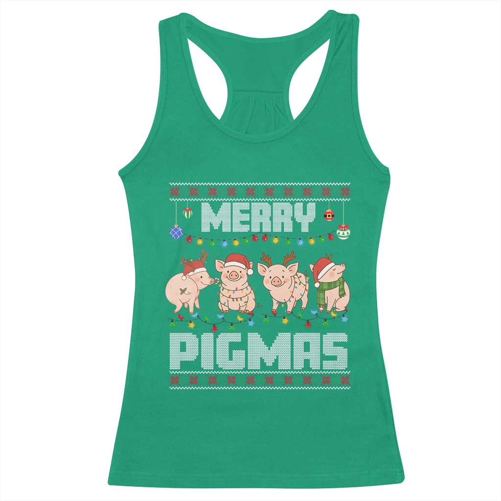 Funny Merry Pigmas Racerback Tank Top Christmas Pig Ugly Sweater Gift - Wonder Print Shop