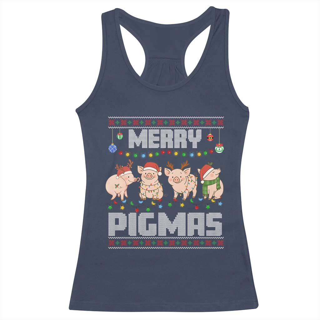 Funny Merry Pigmas Racerback Tank Top Christmas Pig Ugly Sweater Gift - Wonder Print Shop