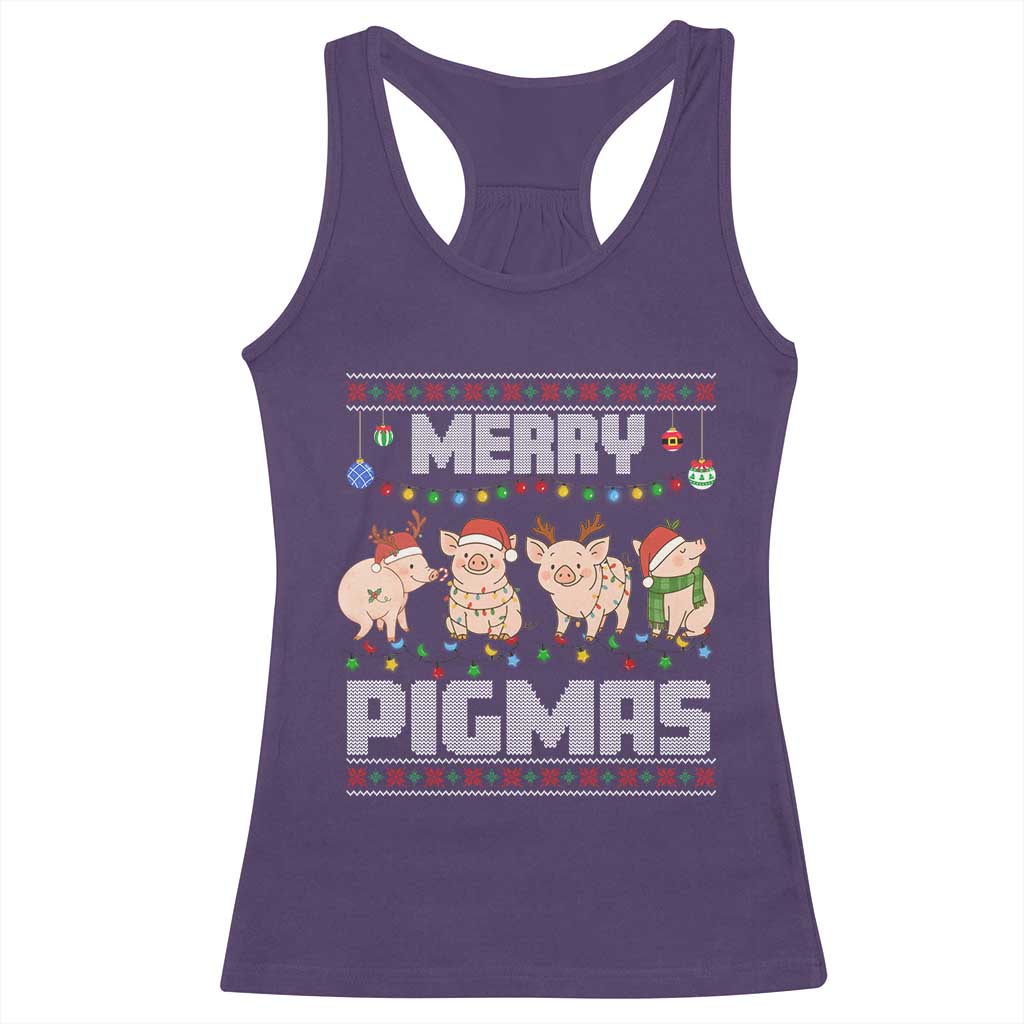Funny Merry Pigmas Racerback Tank Top Christmas Pig Ugly Sweater Gift - Wonder Print Shop