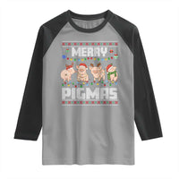 Funny Merry Pigmas Raglan Shirt Christmas Pig Ugly Sweater Gift - Wonder Print Shop