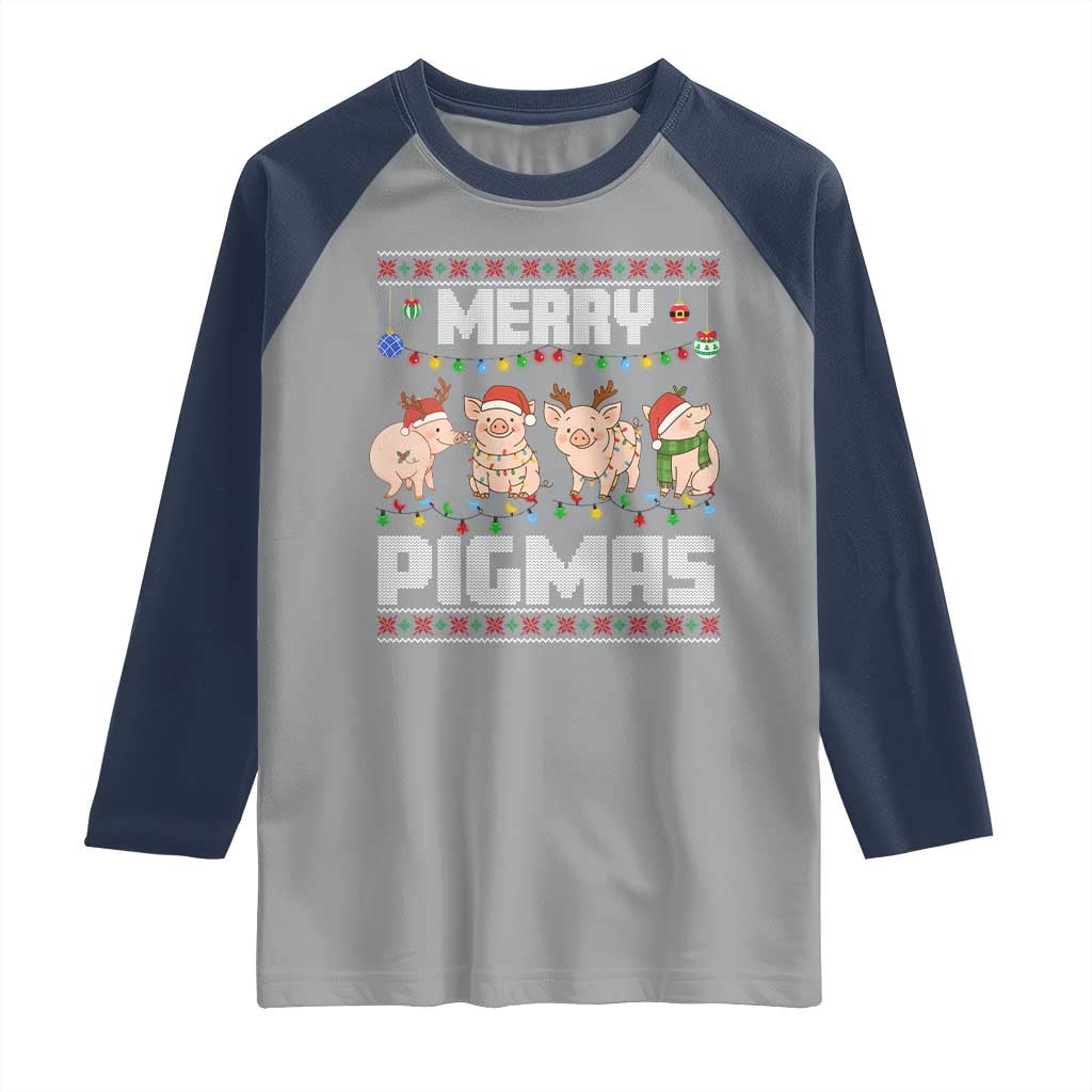 Funny Merry Pigmas Raglan Shirt Christmas Pig Ugly Sweater Gift - Wonder Print Shop