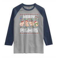 Funny Merry Pigmas Raglan Shirt Christmas Pig Ugly Sweater Gift - Wonder Print Shop