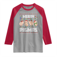 Funny Merry Pigmas Raglan Shirt Christmas Pig Ugly Sweater Gift - Wonder Print Shop