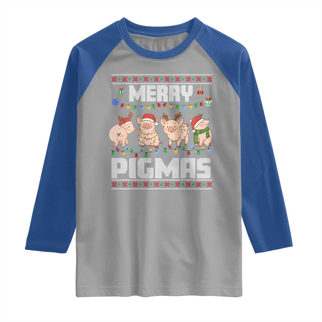 Funny Merry Pigmas Raglan Shirt Christmas Pig Ugly Sweater Gift - Wonder Print Shop