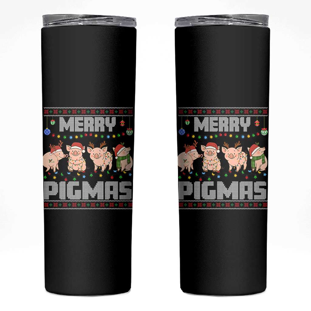 Funny Merry Pigmas Skinny Tumbler Christmas Pig Ugly Sweater Gift - Wonder Print Shop