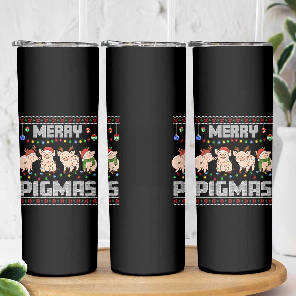 Funny Merry Pigmas Skinny Tumbler Christmas Pig Ugly Sweater Gift - Wonder Print Shop