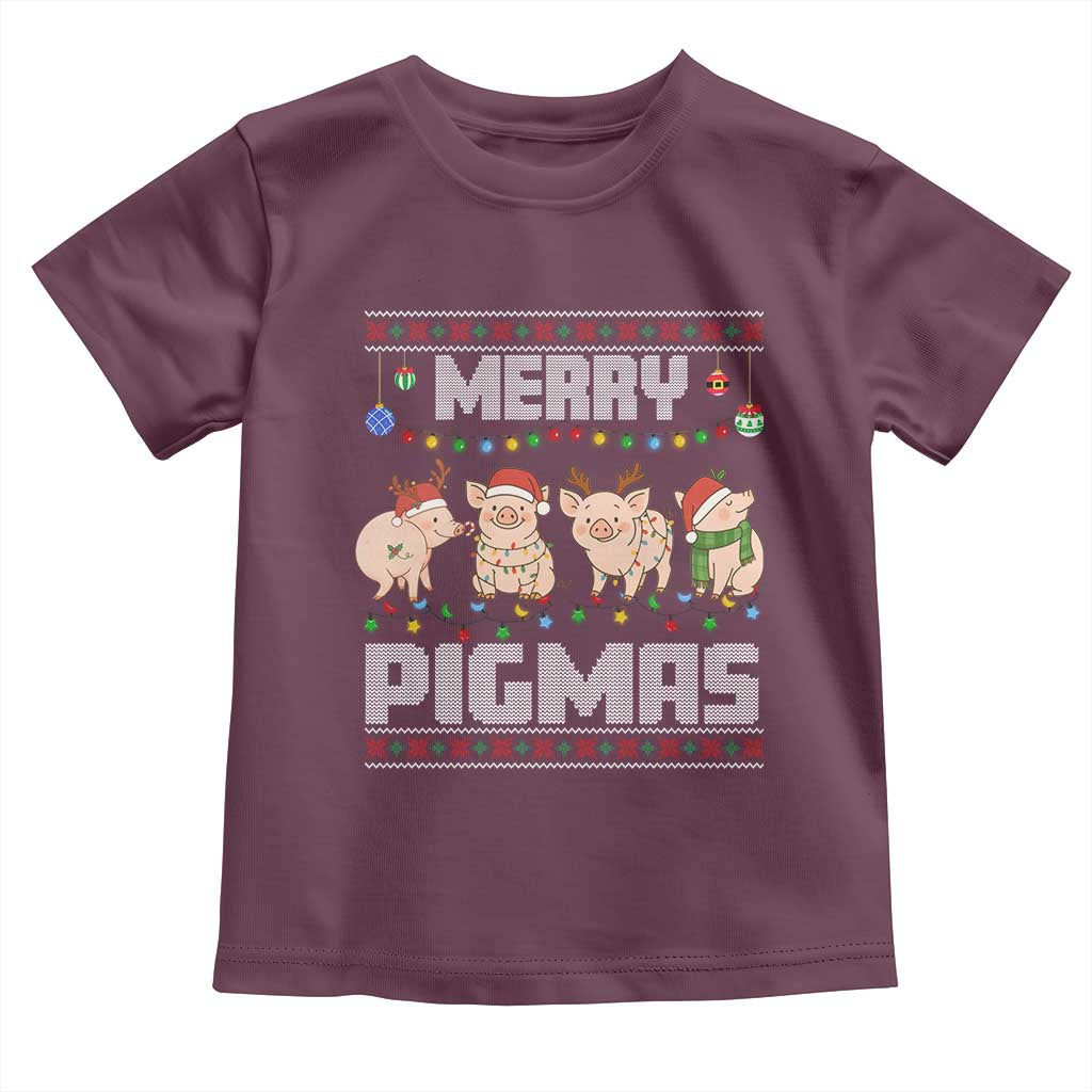 Funny Merry Pigmas Toddler T Shirt Christmas Pig Ugly Sweater Gift - Wonder Print Shop