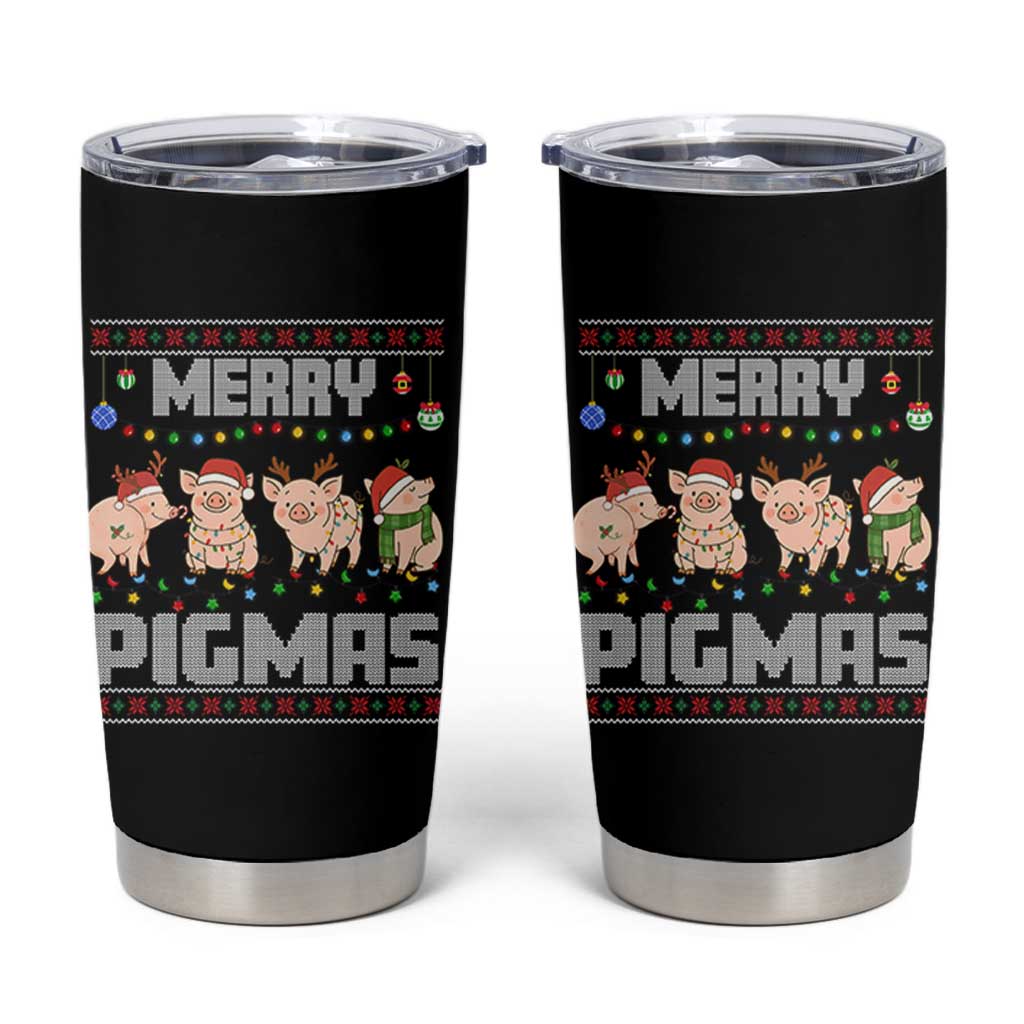 Funny Merry Pigmas Tumbler Cup Christmas Pig Ugly Sweater Gift - Wonder Print Shop