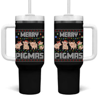 Funny Merry Pigmas Tumbler With Handle Christmas Pig Ugly Sweater Gift - Wonder Print Shop