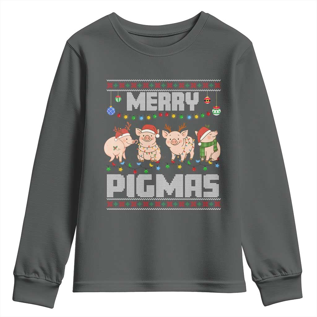 Funny Merry Pigmas Youth Sweatshirt Christmas Pig Ugly Sweater Gift - Wonder Print Shop