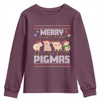 Funny Merry Pigmas Youth Sweatshirt Christmas Pig Ugly Sweater Gift - Wonder Print Shop