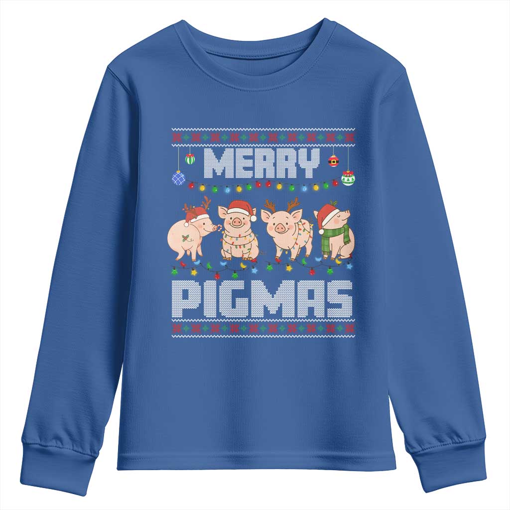 Funny Merry Pigmas Youth Sweatshirt Christmas Pig Ugly Sweater Gift - Wonder Print Shop