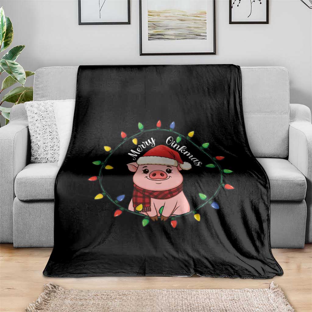 Funny Merry Oinkmas Throw Blanket Farmer Christmas Pig Lover Gift - Wonder Print Shop
