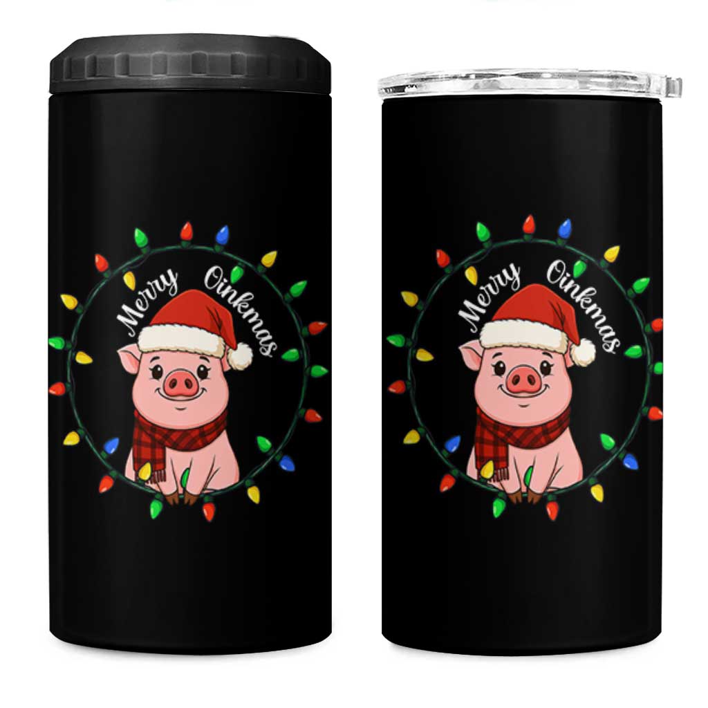 Funny Merry Oinkmas 4 in 1 Can Cooler Tumbler Farmer Christmas Pig Lover Gift - Wonder Print Shop
