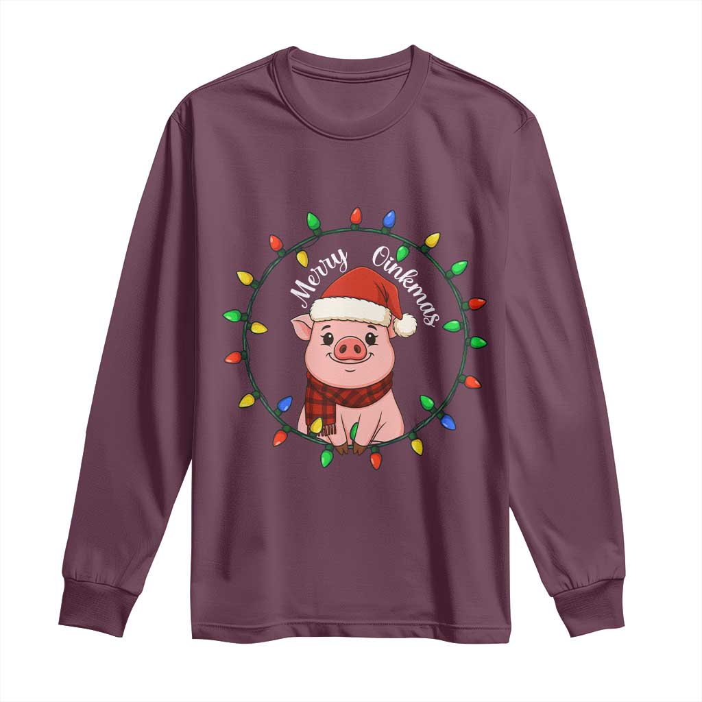 Funny Merry Oinkmas Long Sleeve Shirt Farmer Christmas Pig Lover Gift - Wonder Print Shop