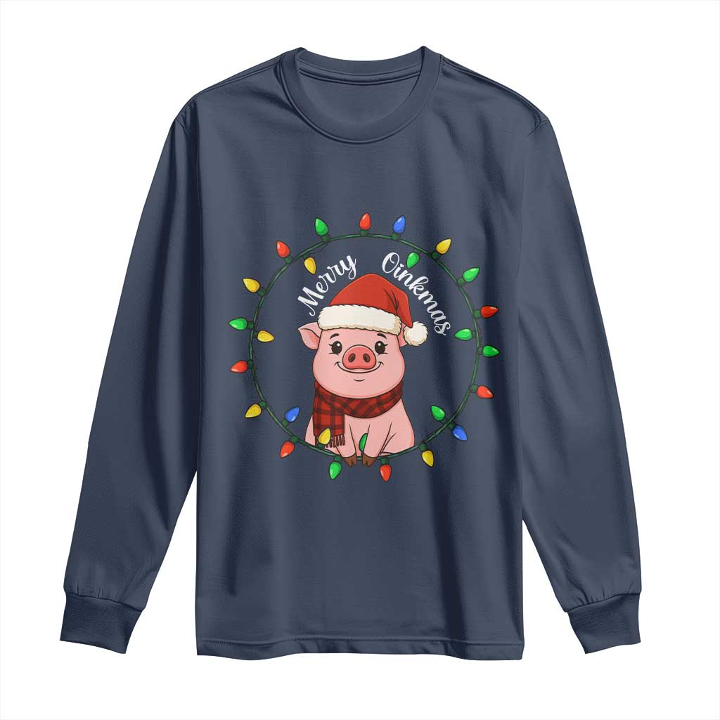 Funny Merry Oinkmas Long Sleeve Shirt Farmer Christmas Pig Lover Gift - Wonder Print Shop