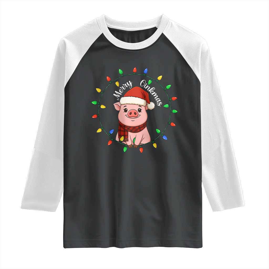 Funny Merry Oinkmas Raglan Shirt Farmer Christmas Pig Lover Gift - Wonder Print Shop