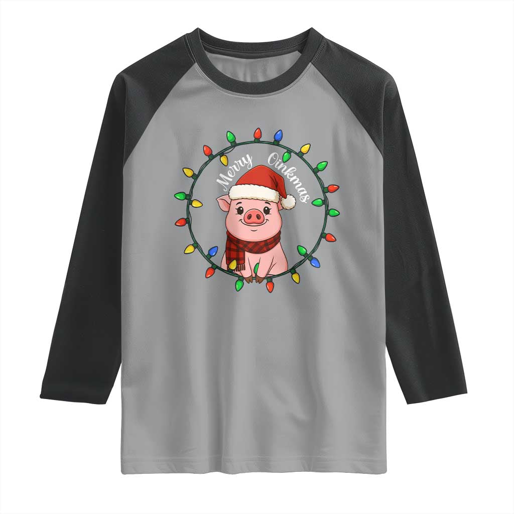 Funny Merry Oinkmas Raglan Shirt Farmer Christmas Pig Lover Gift - Wonder Print Shop
