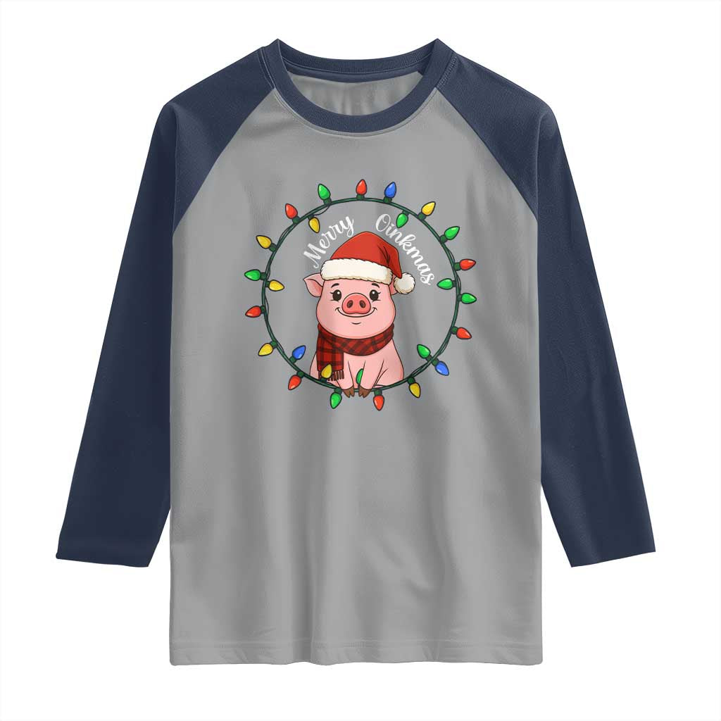 Funny Merry Oinkmas Raglan Shirt Farmer Christmas Pig Lover Gift - Wonder Print Shop