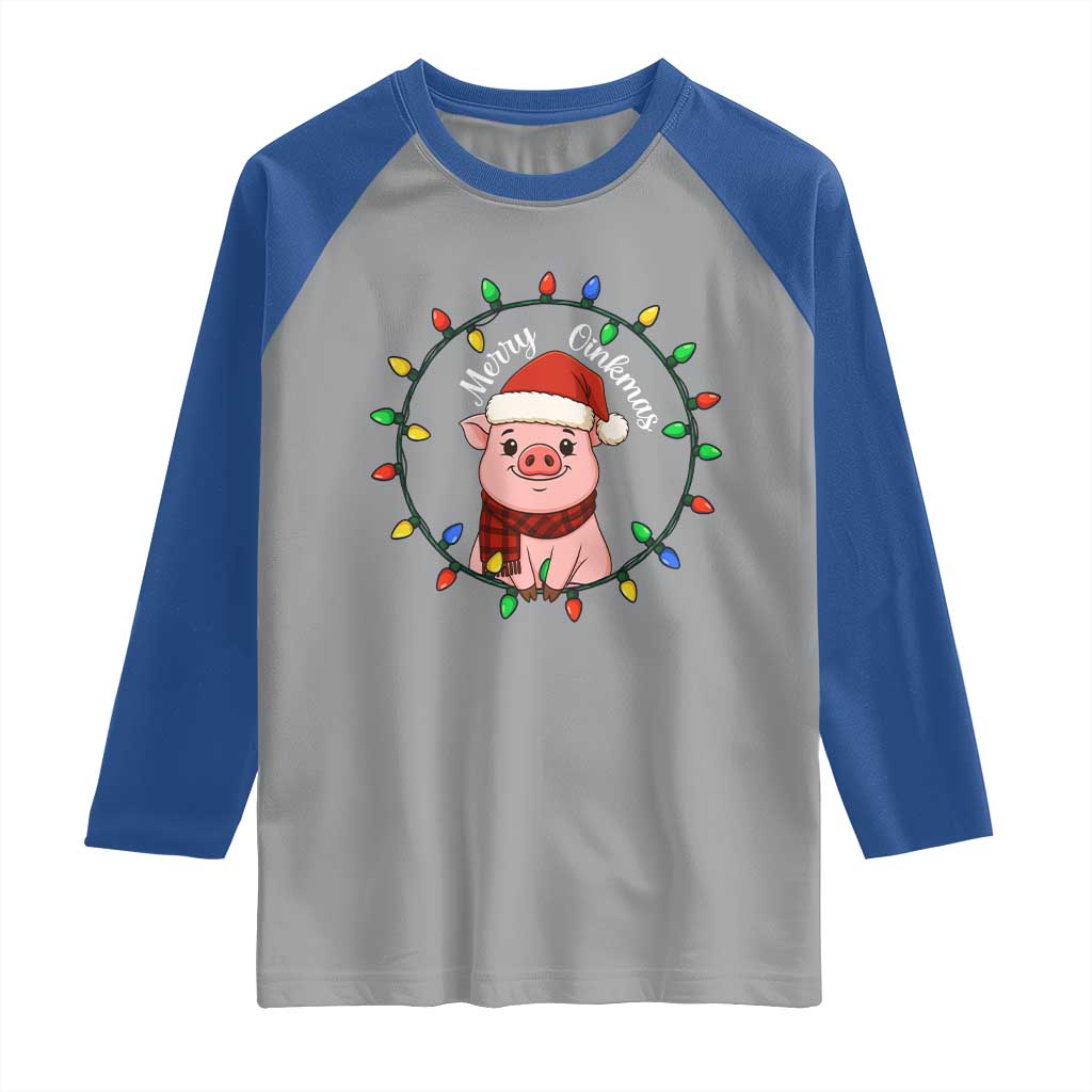 Funny Merry Oinkmas Raglan Shirt Farmer Christmas Pig Lover Gift - Wonder Print Shop
