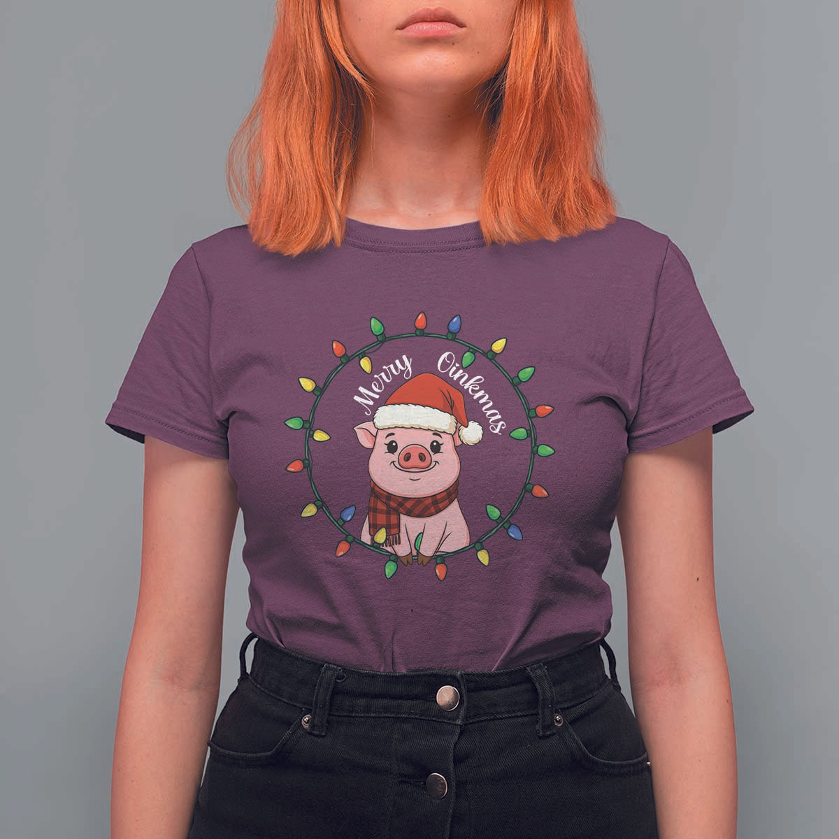 Funny Merry Oinkmas T Shirt For Women Farmer Christmas Pig Lover Gift - Wonder Print Shop