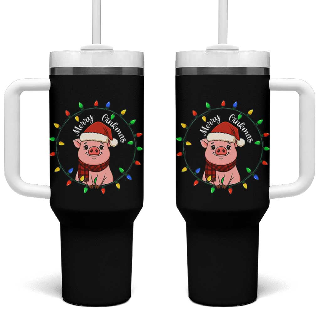 Funny Merry Oinkmas Tumbler With Handle Farmer Christmas Pig Lover Gift - Wonder Print Shop