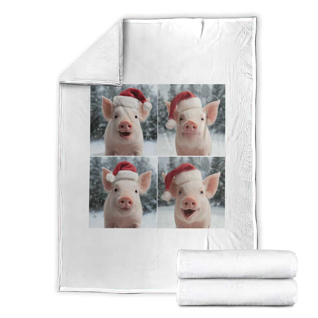 Funny Pig With Santa Hat Photobooth Throw Blanket Christmas Gift - Wonder Print Shop