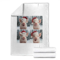 Funny Pig With Santa Hat Photobooth Throw Blanket Christmas Gift - Wonder Print Shop