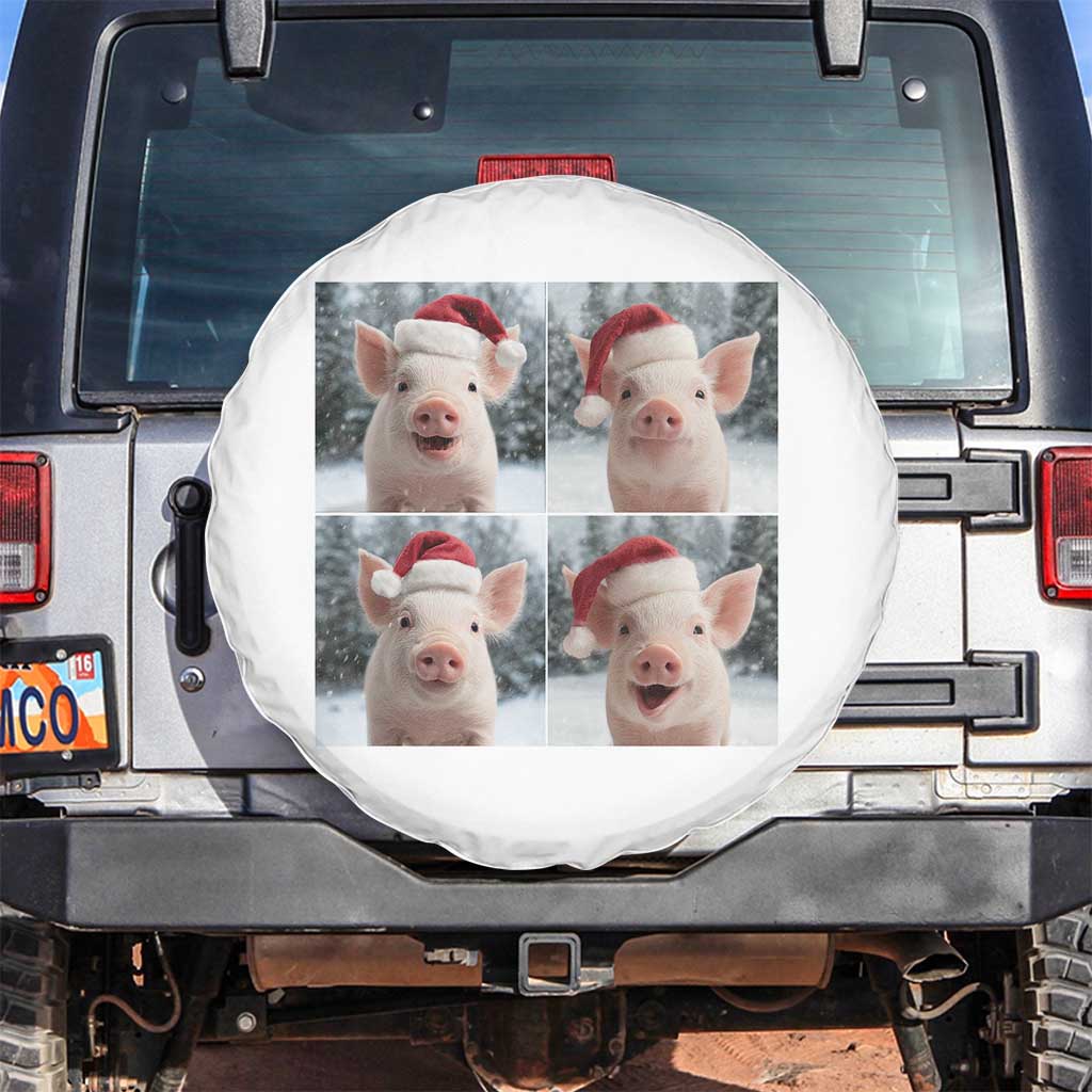 Funny Pig With Santa Hat Photobooth Spare Tire Cover Christmas Gift - Wonder Print Shop