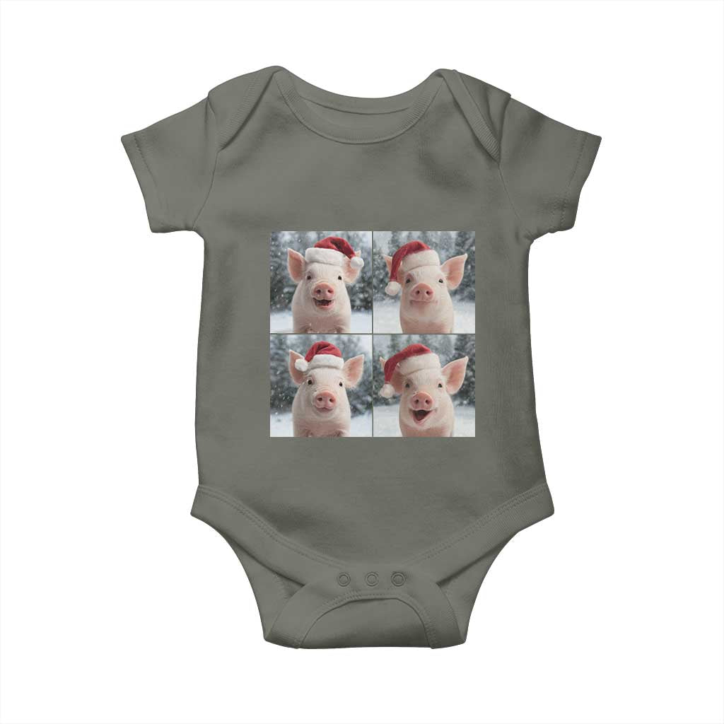 Funny Pig With Santa Hat Photobooth Baby Onesie Christmas Gift - Wonder Print Shop