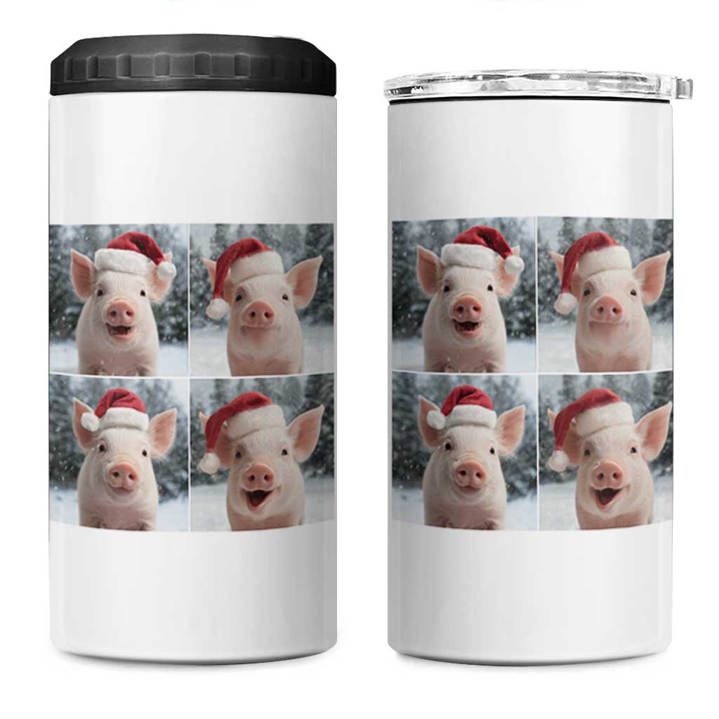 Funny Pig With Santa Hat Photobooth 4 in 1 Can Cooler Tumbler Christmas Gift - Wonder Print Shop