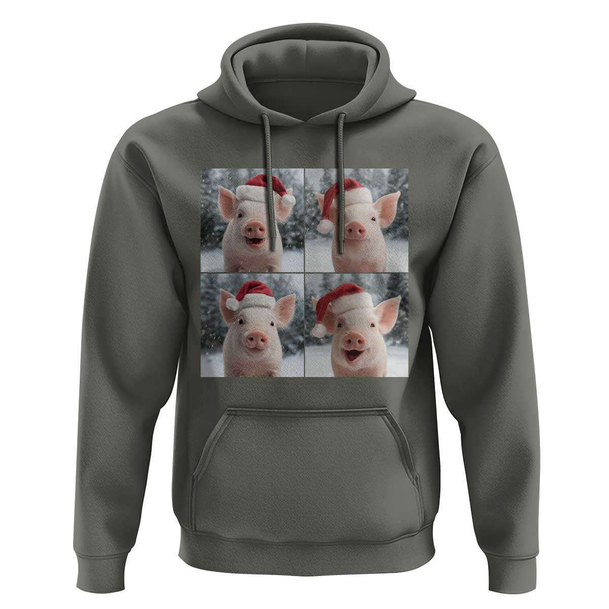 Funny Pig With Santa Hat Photobooth Hoodie Christmas Gift - Wonder Print Shop