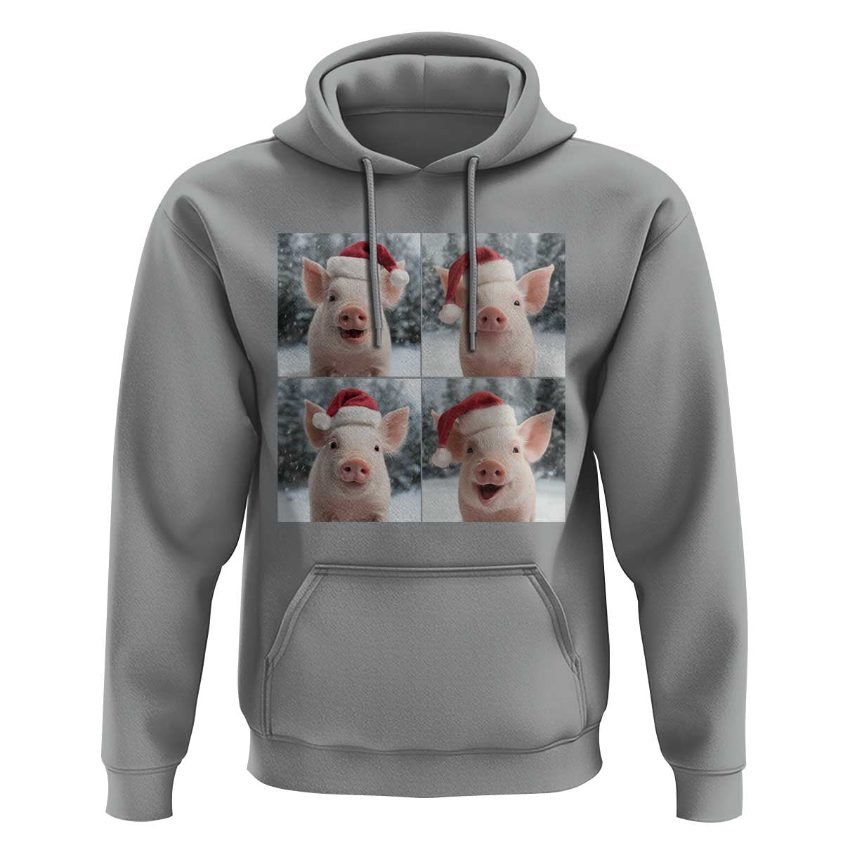 Funny Pig With Santa Hat Photobooth Hoodie Christmas Gift - Wonder Print Shop