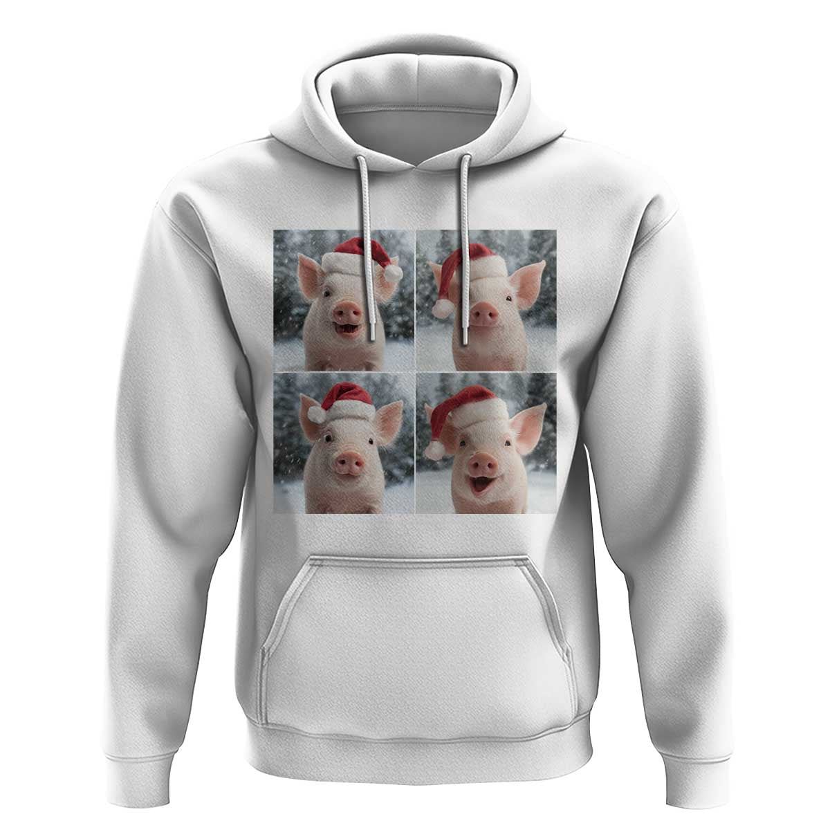Funny Pig With Santa Hat Photobooth Hoodie Christmas Gift - Wonder Print Shop