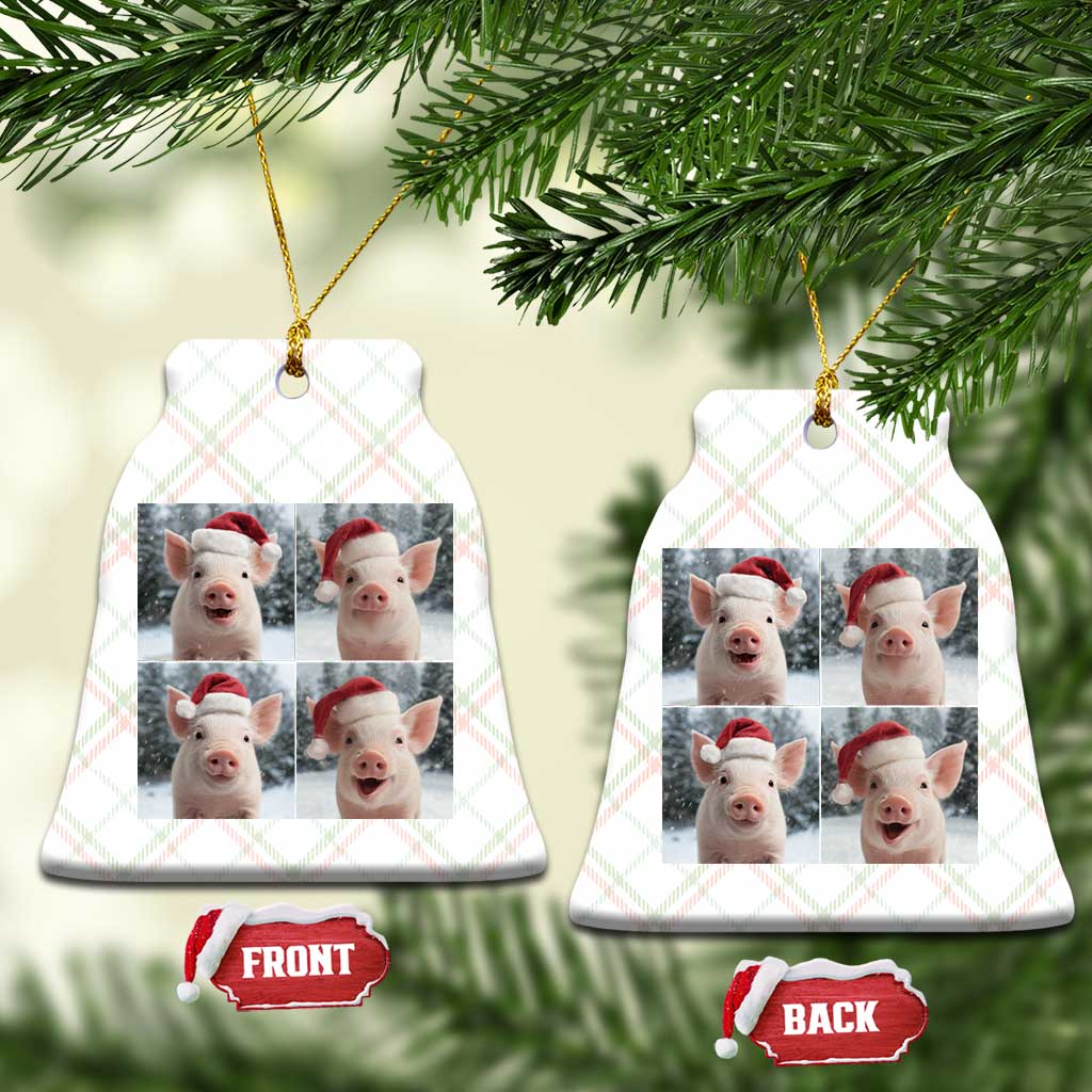 Funny Pig With Santa Hat Photobooth Ceramic Ornament Christmas Gift - Wonder Print Shop