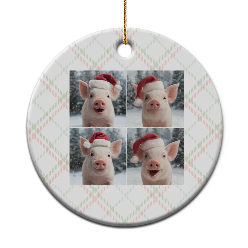 Funny Pig With Santa Hat Photobooth Ceramic Ornament Christmas Gift - Wonder Print Shop