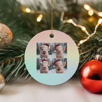 Funny Pig With Santa Hat Photobooth Ceramic Ornament Christmas Gift - Wonder Print Shop