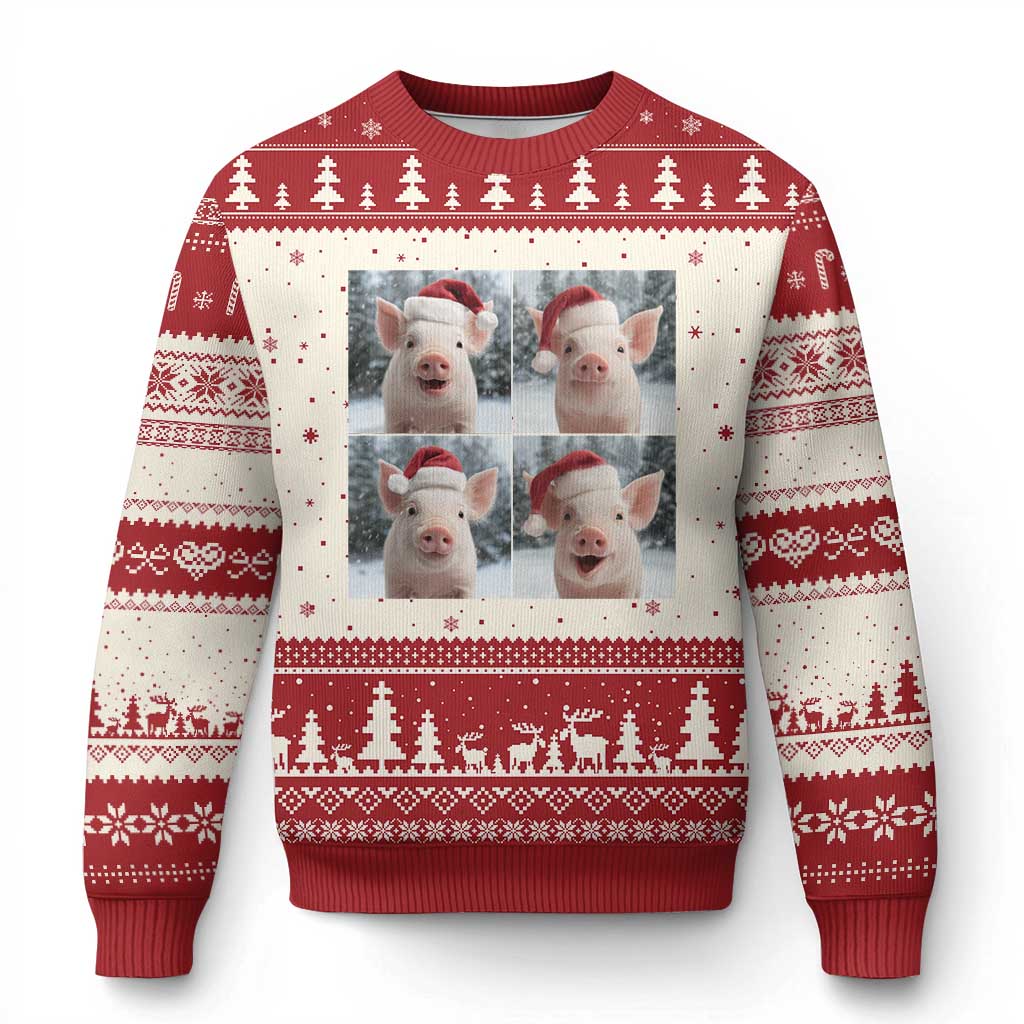 Funny Pig With Santa Hat Photobooth Ugly Christmas Sweater Xmas Gift - Wonder Print Shop